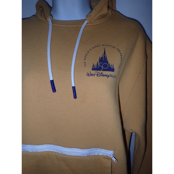 Walt Disney World 50th Anniversary Mickey Mouse Hoodie Yellow Pullover Men's XL - Picture 3 of 7